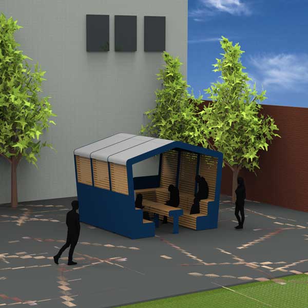 straatmeubilair zitplek overdekt bank tafel